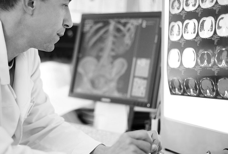 Doctor using computer